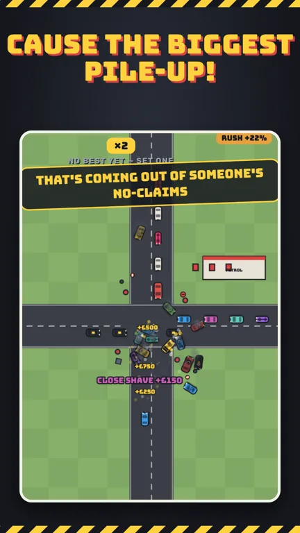 Screenshot: a pile-up at the crossroads