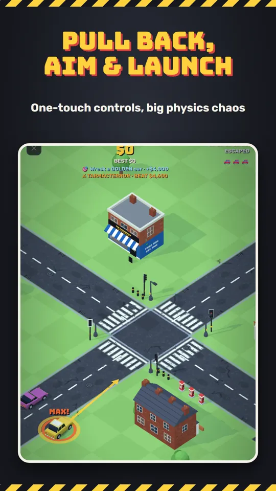 Pulling back to aim and launch a car